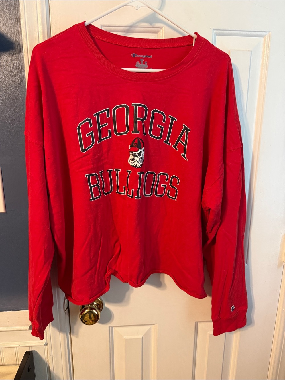 Champion Red Georgia Bulldogs Graphic long sleeve cropped T-shirt